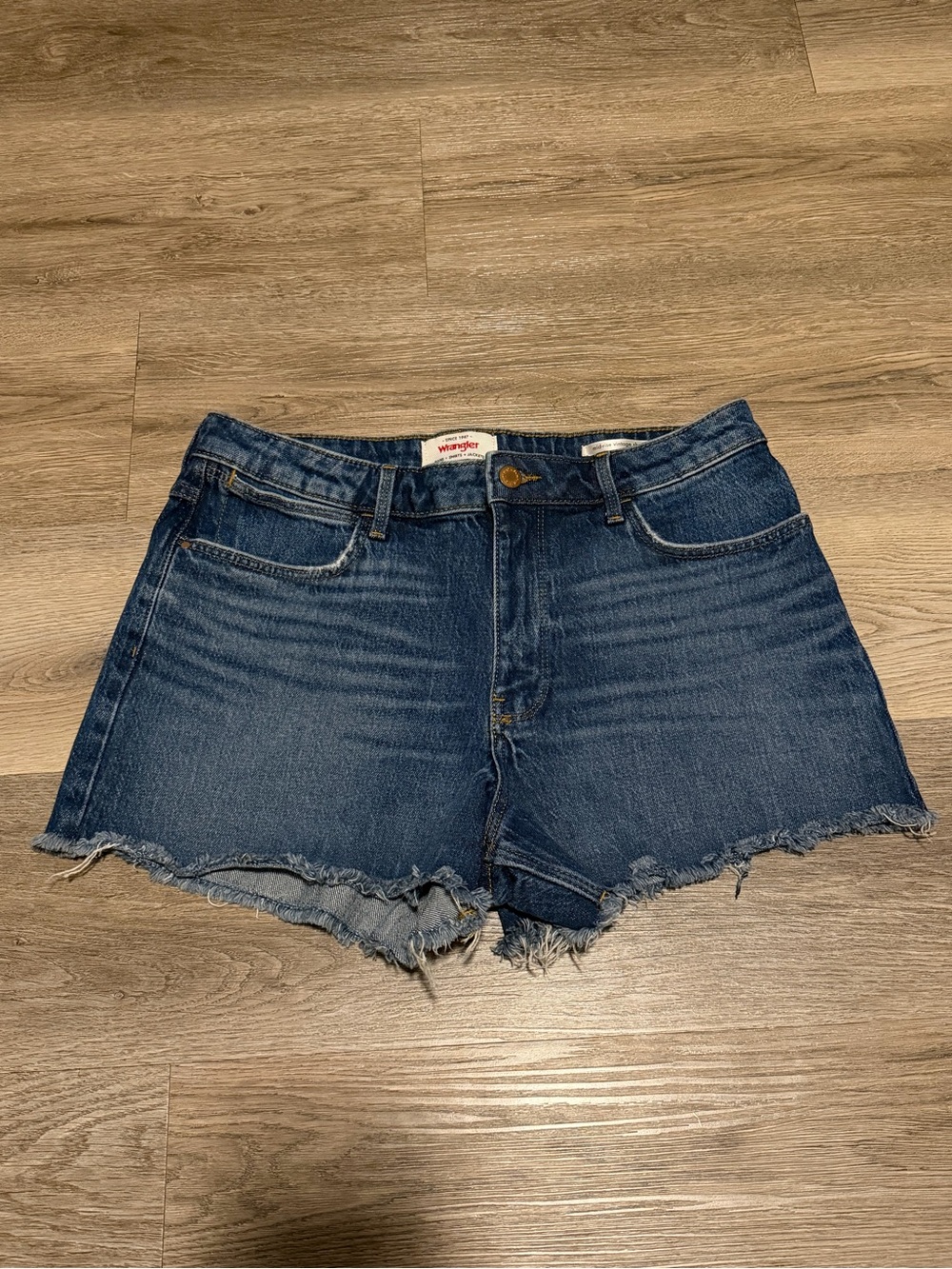 Wrangler Indigo Cutoff Denim Shorts with Frayed Hem